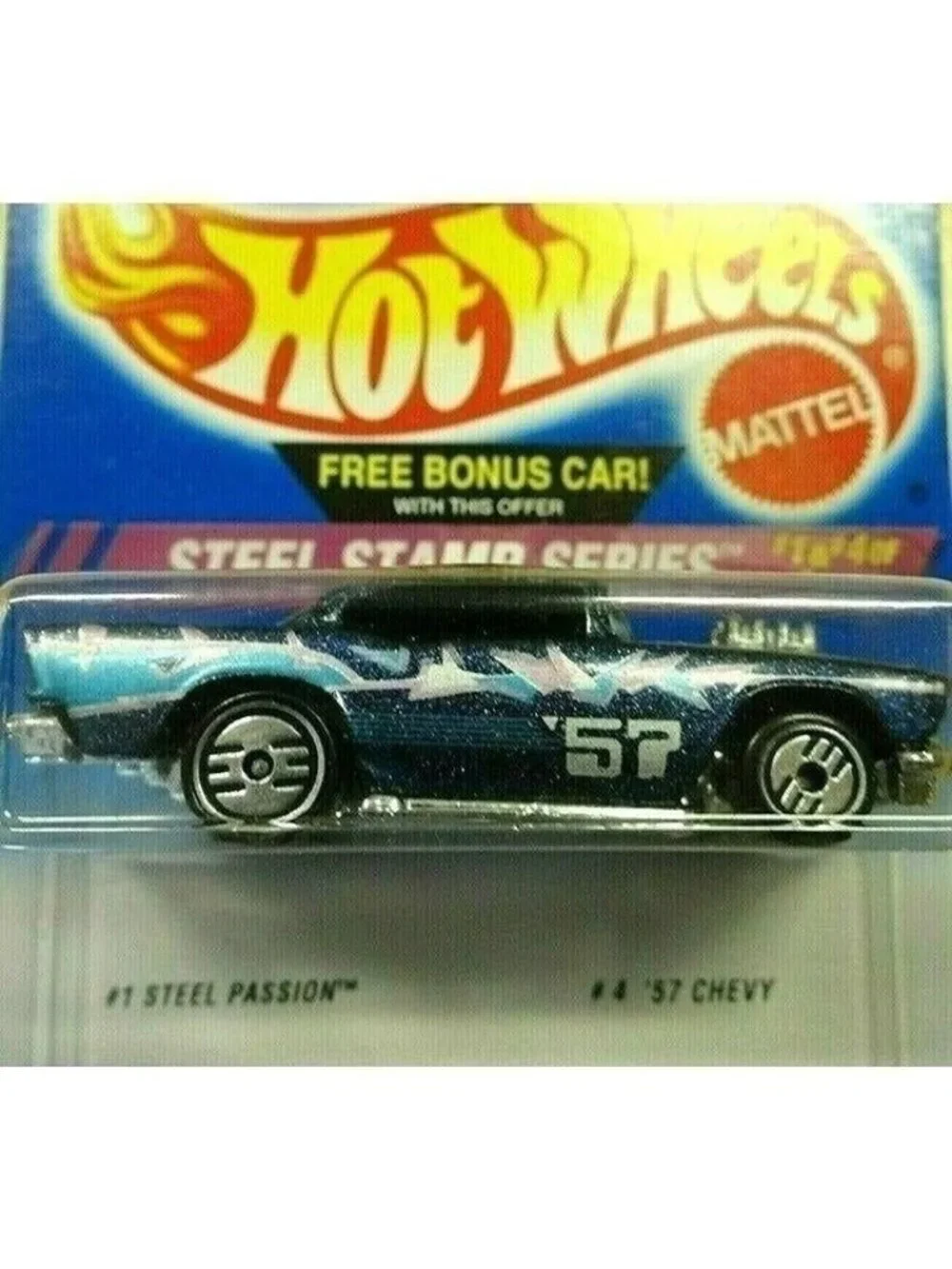 Vintage Hot Wheels Die Cast 1994 Steel Stamp Series 1 STEEL PASSION /4 '57 CHEVY